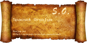 Spacsek Orsolya névjegykártya